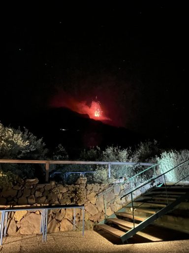 Stromboli's eruption from the Osservatorio restaurant